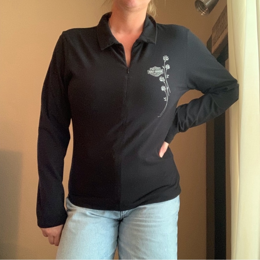 🏍️ Harley Davidson Black Long Sleeve 3/4 zip up